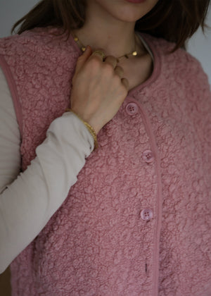 Teddy Weste mit Knöpfen - altrosa