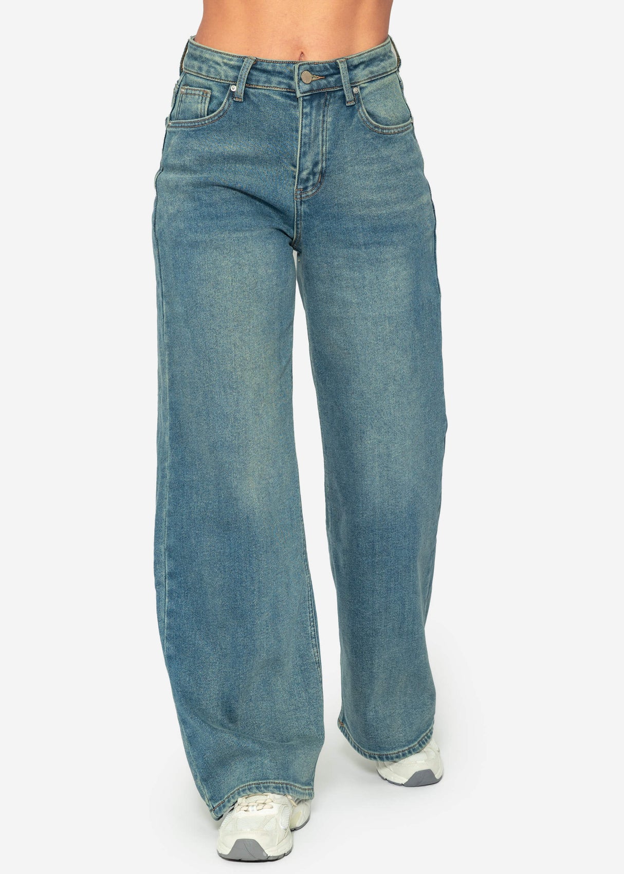 Thermal wide-leg jeans - blue