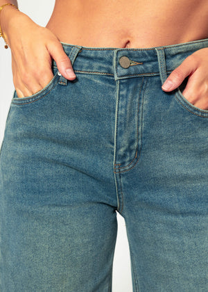 Thermal wide-leg jeans - blue