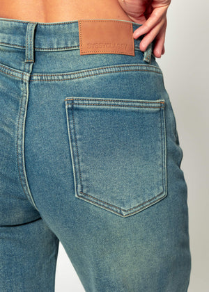 Thermal wide-leg jeans - blue