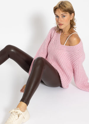 Thermal leggings, dark brown