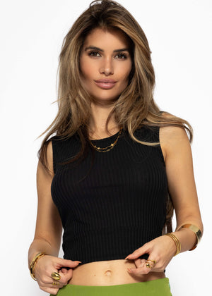 Top mit Cut-Out - schwarz