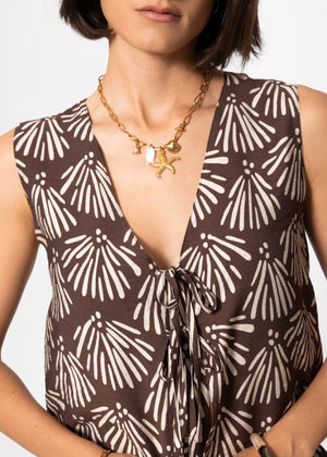 Top mit Muschel-Print - braun