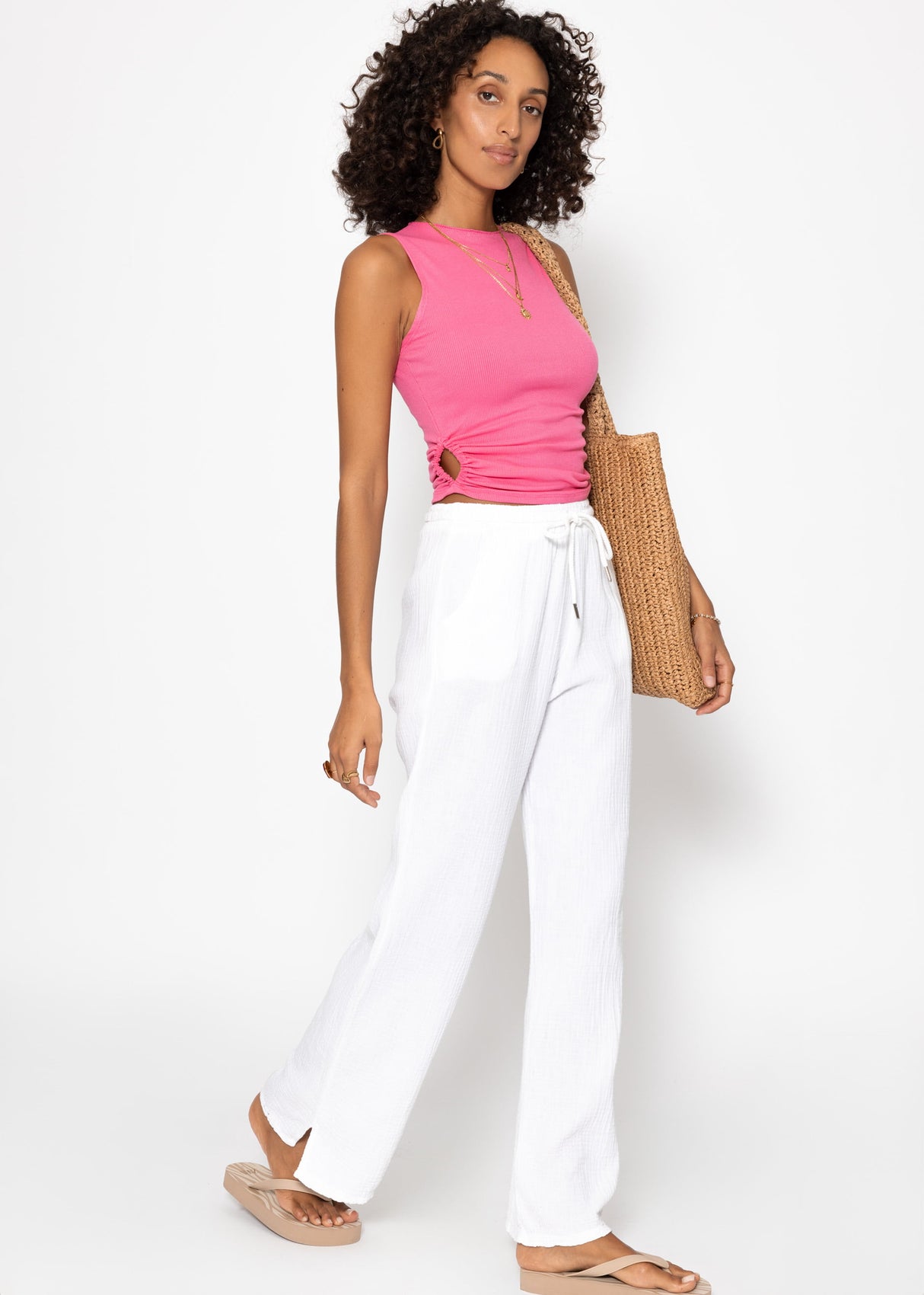 Top mit Raffung - pink