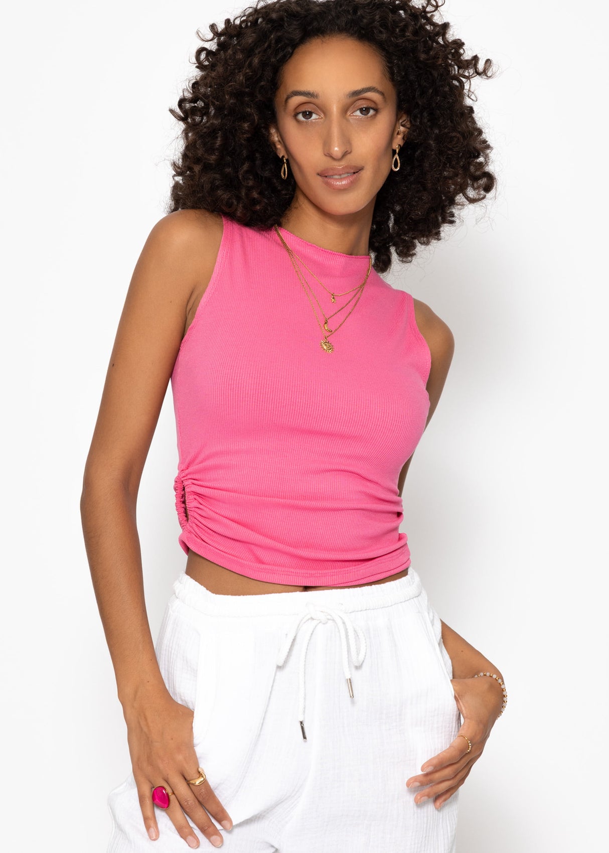 Top mit Raffung - pink