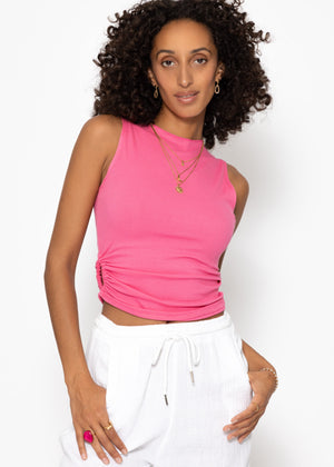Top mit Raffung - pink