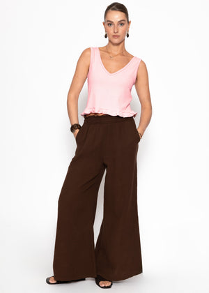 Cropped Top mit Rüsche - rosa