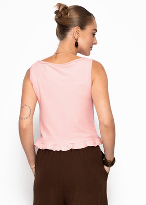 Cropped Top mit Rüsche - rosa