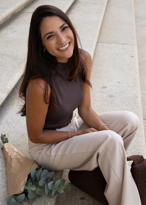 Top with turtleneck - dark brown