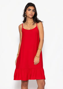 Trägerkleid mit Volant - rot