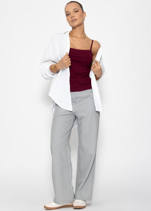 Strap top with lace - burgundy