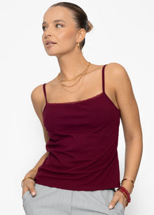 Träger Top mit Spitze - burgundy