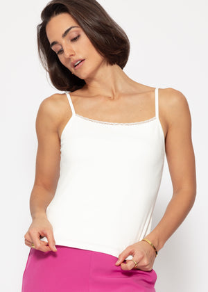 Träger Top mit Spitze - offwhite