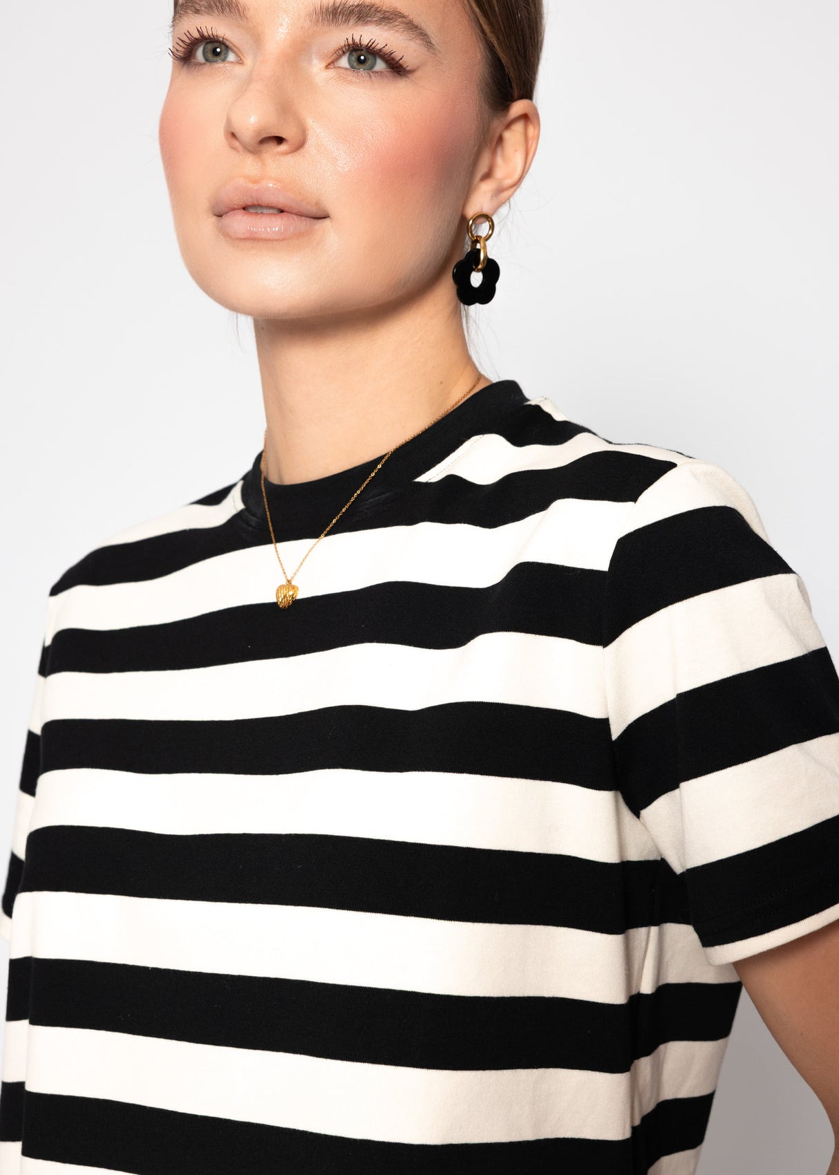 T-Shirt mit Blockstreifen - schwarz-offwhite