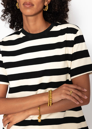 T-Shirt mit Blockstreifen - schwarz-offwhite