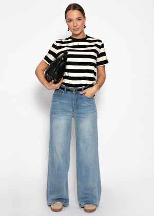 T-Shirt mit Blockstreifen - schwarz-offwhite