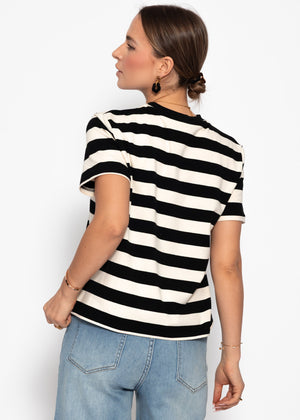 T-Shirt mit Blockstreifen - schwarz-offwhite