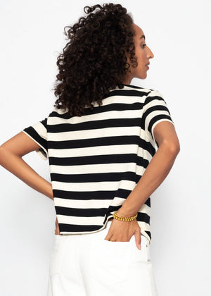 T-Shirt mit Blockstreifen - schwarz-offwhite