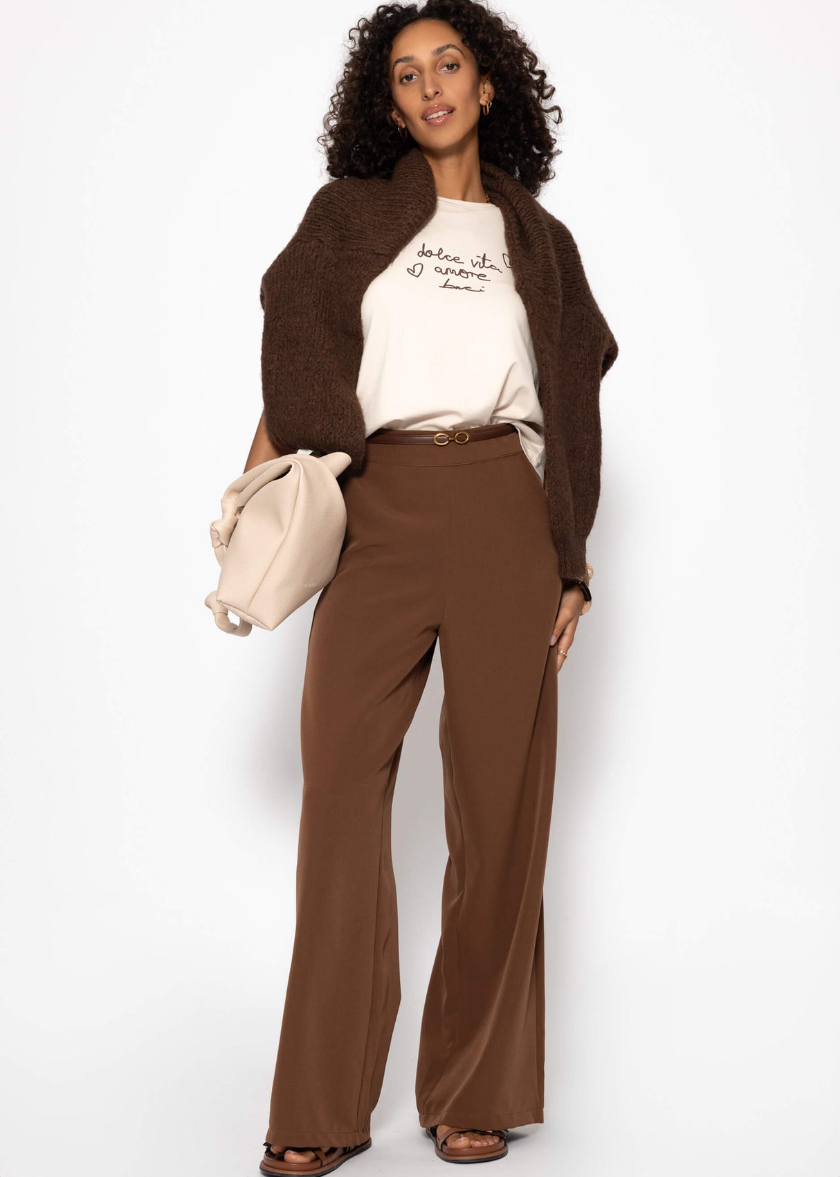 T-Shirt mit DOLCE VITA AMORE BACI Print - beige