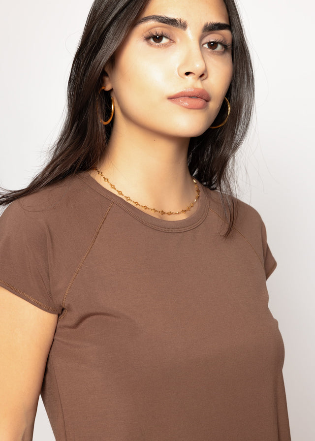 T-Shirt mit Raglannaht - braun