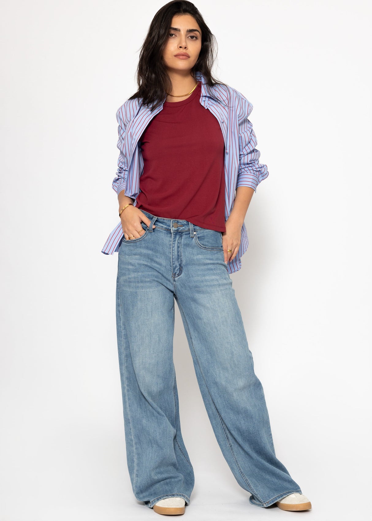 T-Shirt mit Raglannaht - burgundy
