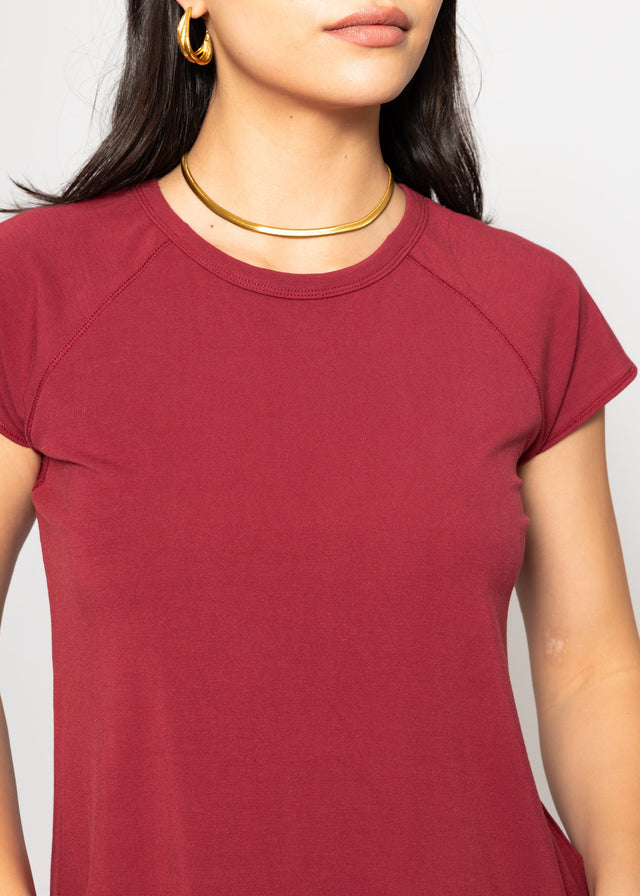 T-Shirt mit Raglannaht - burgundy