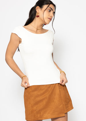 T-Shirt mit tiefem Rückenausschnitt - weiß