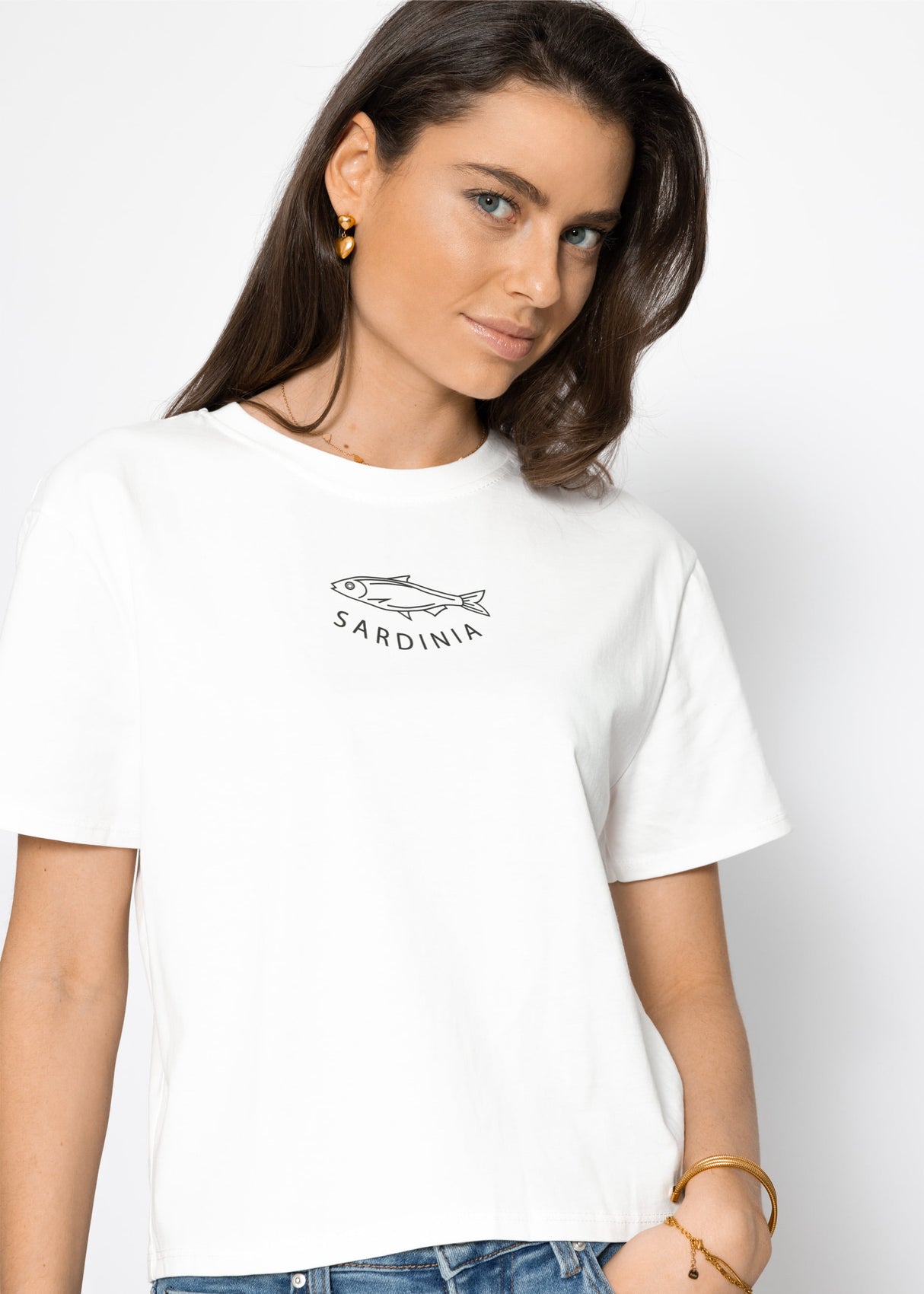 T-Shirt mit Sardinia Print - offwhite