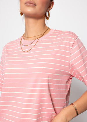 T-shirt with narrow stripes - pink