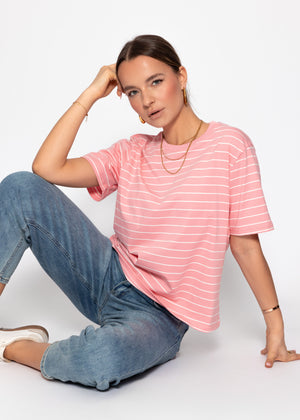 T-shirt with narrow stripes - pink