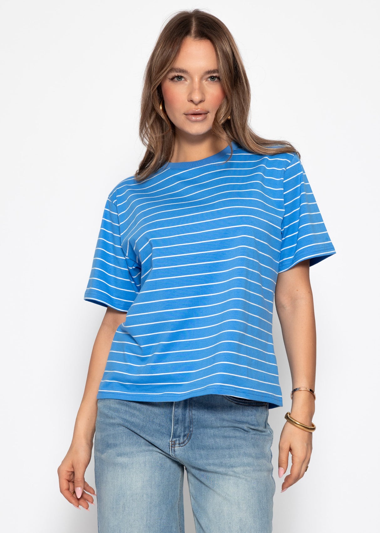 T-shirt with narrow stripes - royal blue