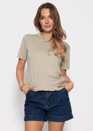 T-Shirt mit Wellenkante - khaki