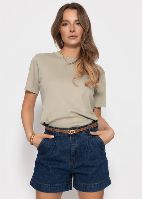 T-Shirt mit Wellenkante - khaki von SASSYCLASSY