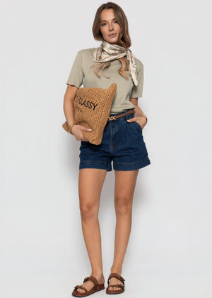 T-Shirt mit Wellenkante - khaki