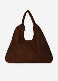 Suede-look shoulder bag - brown