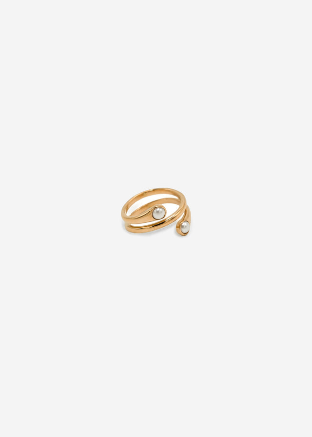 Entwined ring with pearls - gold
