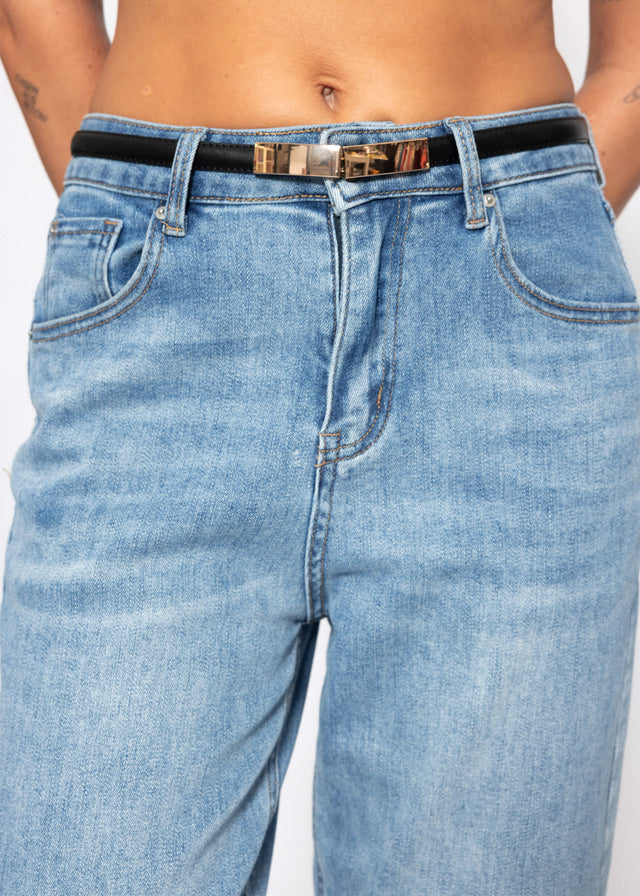 Adjustable belt with decorative buckle - black