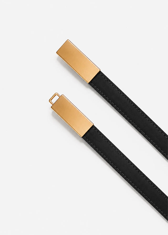 Adjustable belt with decorative buckle - black