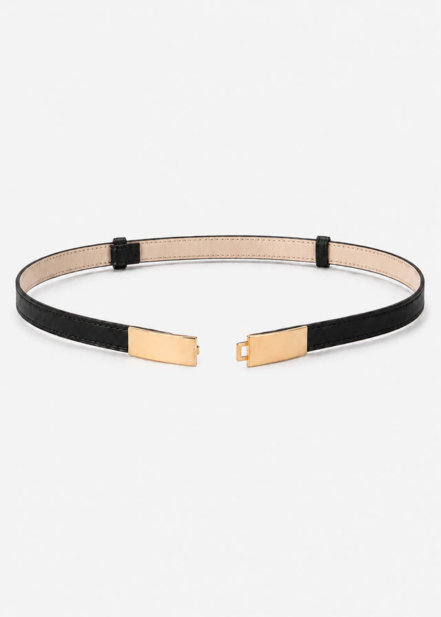 Adjustable belt with decorative buckle - black