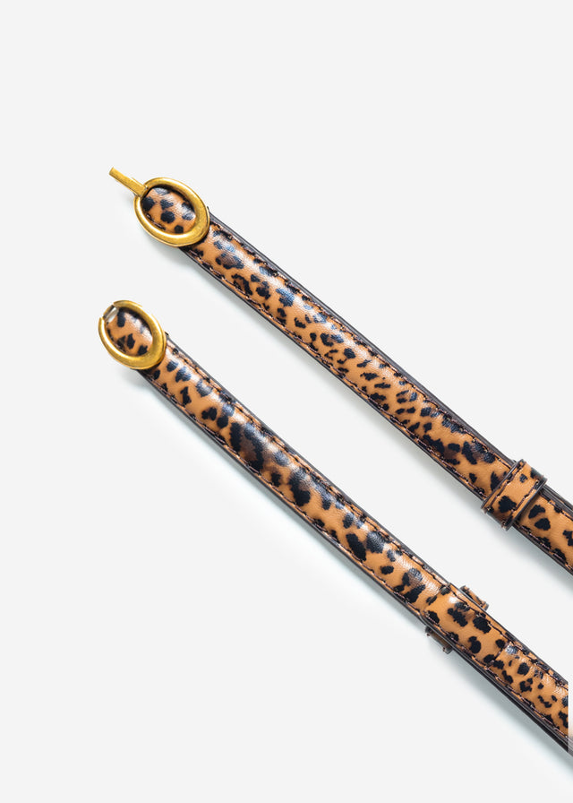 Adjustable belt - leopard print - brown