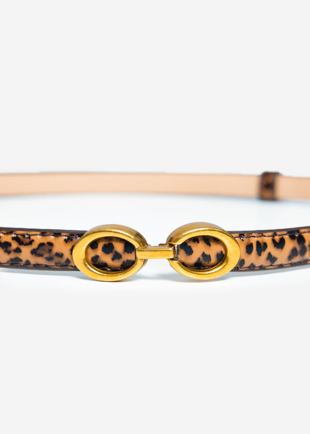 Adjustable belt - leopard print - brown