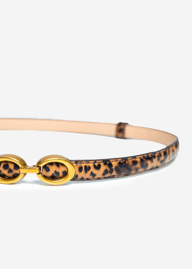 Adjustable belt - leopard print - brown