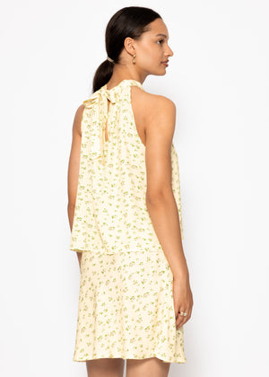 Viskose top with floral print - butter yellow
