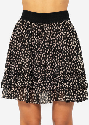 Flounce skirt with ruffles, black