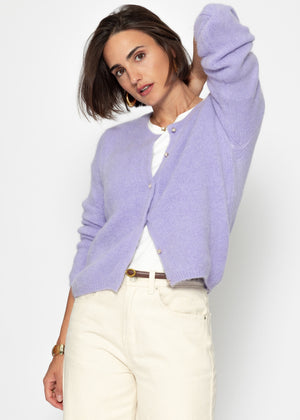 Weicher Strickcardigan mit Zierknöpfen - flieder