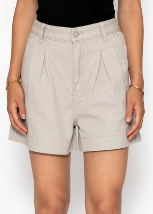 Weite High Waist Jeans Shorts - greige