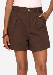 Weite High Waist Jeans Shorts - braun