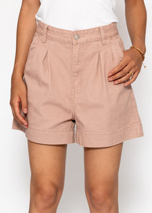 Weite High Waist Jeans Shorts - rosa