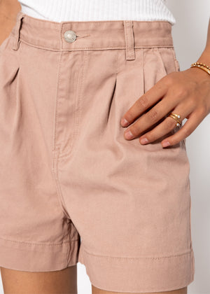 Weite High Waist Jeans Shorts - rosa