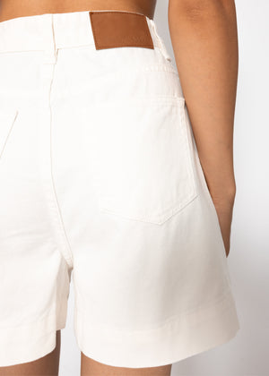 Weite High Waist Jeans Shorts - offwhite